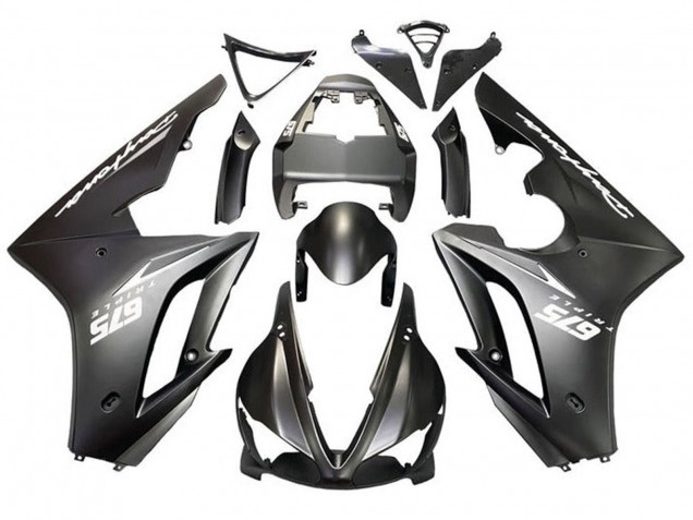 2009-2012 Triumph Daytona 675 Triple Motorcycle Fairings - Matte Black White Decals Canada