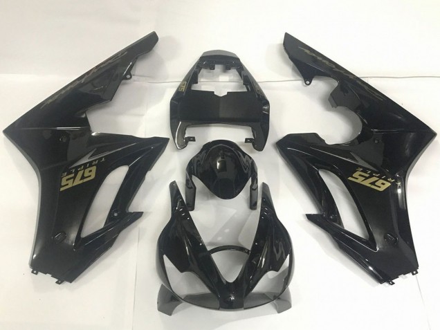 2009-2012 Triumph Daytona 675 Triple Motorcycle Fairings - Glossy Black Gold Decals Canada