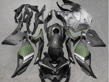 Online 2019-2025 Kawasaki ZX4R ZX-4RR Motorcycle Fairings - Faux Carbon Fiber Green Grey Canada
