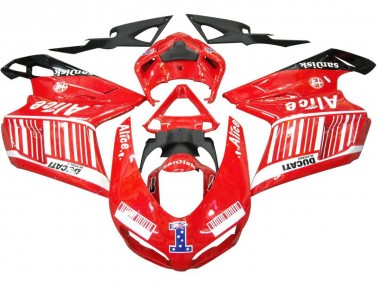 Online 2007-2014 Ducati 1098 Motorcycle Fairings - White Red Glossy Black Alice 1 Canada