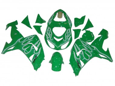 Online 2006-2007 Kawasaki ZX10R Motorcycle Fairings - Green White Flame Canada