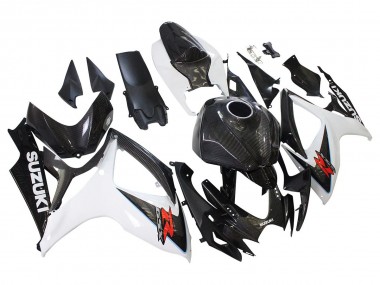 Online 2006-2007 Suzuki GSXR 600/750 Motorcycle Fairings - Black White Carbon Fiber Style Canada