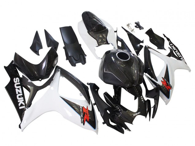 2006-2007 Suzuki GSXR 600/750 Motorcycle Fairings - Black White Carbon Fiber Style Canada