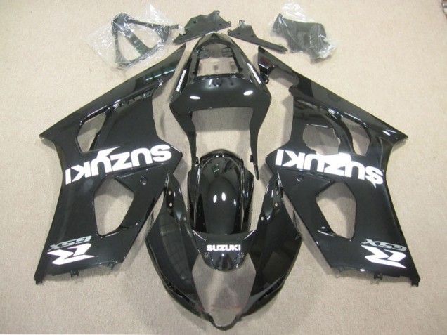 2003-2004 Suzuki GSXR 1000 Motorcycle Fairing - Glossy Black White Decal Canada