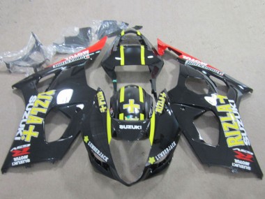 Online 2003-2004 Suzuki GSXR 1000 Motorcycle Fairings - Glossy Black Red Yellow Rizla Canada