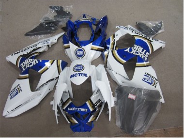 Online 2009-2016 Suzuki GSXR 1000 Motorcycle Fairings - White Blue Lucky Strike Motul Canada