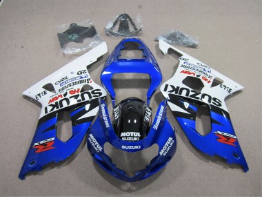 Online 2001-2003 Suzuki GSXR 600 Motorcycle Fairings - White Blue Black Motul Canada