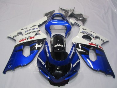 Online 2001-2003 Suzuki GSXR 600 Motorcycle Fairings - White Blue Glossy Black Motul Canada