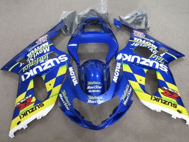 Online 2001-2003 Suzuki GSXR 600 Motorcycle Fairings - Blue Yellow Telefumica MoviStar Canada