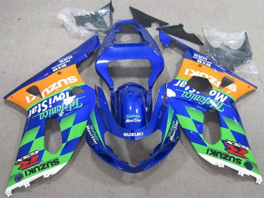 Online 2001-2003 Suzuki GSXR 600 Motorcycle Fairings - Blue Orange Green Telefumica MoviStar Canada