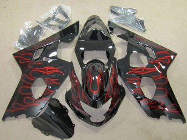 Online 2004-2005 Suzuki GSXR 600 Motorcycle Fairings - Glossy Black Red Flame Canada