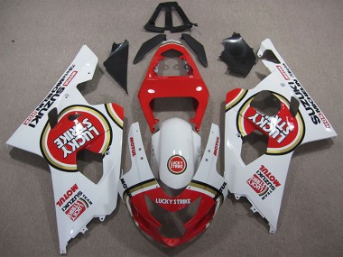 Online 2004-2005 Suzuki GSXR 600 Motorcycle Fairings - White Red Lucky Strike Motul Canada