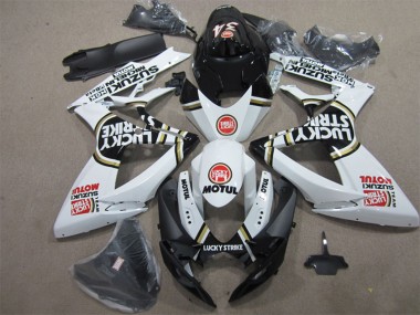 Online 2006-2007 Suzuki GSXR 600 Motorcycle Fairings - White Black Red Lucky Strike Motul Canada