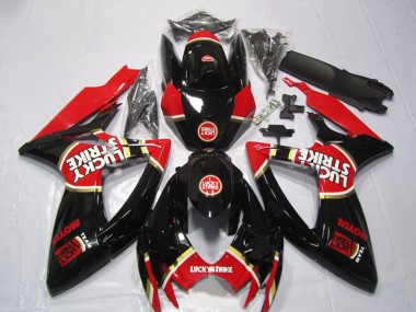 Online 2006-2007 Suzuki GSXR 600 Motorcycle Fairings - Glossy Black Red White Lucky Strike Motul Canada