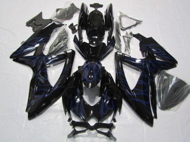 Online 2008-2010 Suzuki GSXR 600 Motorcycle Fairings - Glossy Black Blue Flame Canada