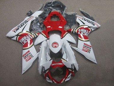 Online 2011-2024 Suzuki GSXR 600 Motorcycle Fairings - White Red Motul Lucky Strike Canada