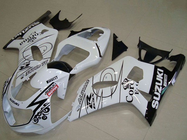 2001-2003 Suzuki GSXR 750 Motorcycle Fairings - White Black Alstare Corona Extra Motul Canada