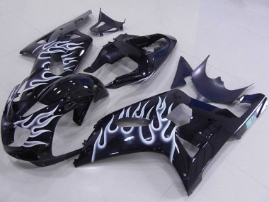 Online 2001-2003 Suzuki GSXR 750 Motorcycle Fairings - Glossy Black White Flame Canada