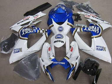 Online 2006-2007 Suzuki GSXR 750 Motorcycle Fairings - White Blue Michelin Motul Lucky Strike Canada