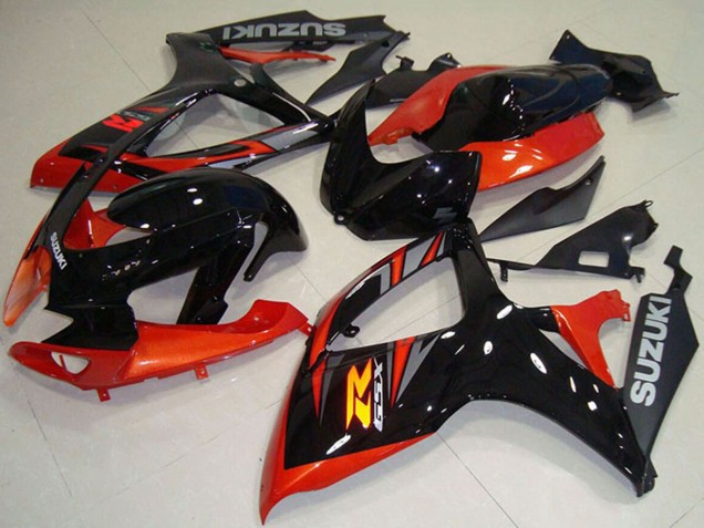 2006-2007 Suzuki GSXR 750 Motorcycle Fairing - Orange Glossy Black Canada