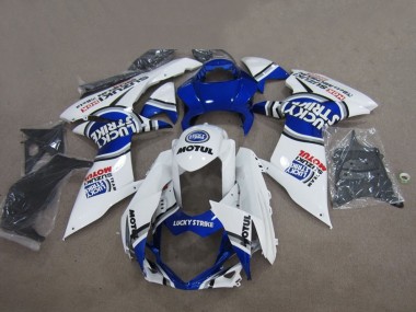 Online 2011-2024 Suzuki GSXR 750 Motorcycle Fairings - White Lucky Strike Motul Canada