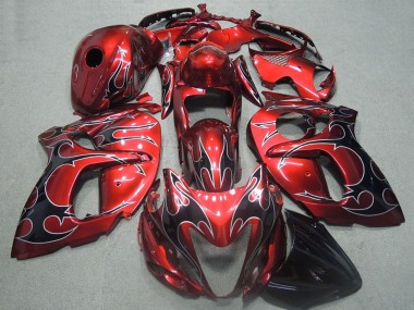 Online 2008-2020 Suzuki GSXR 1300 Hayabusa Motorcycle Fairings - Red Black Flame Canada
