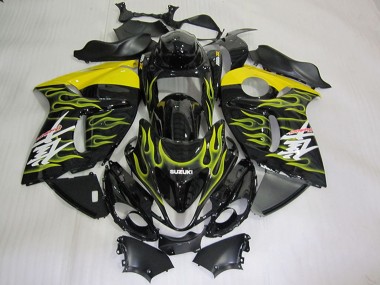 Online 2008-2020 Suzuki GSXR 1300 Hayabusa Motorcycle Fairings - Glossy Black Yellow Flame Canada