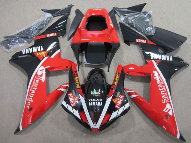 2004-2006 Yamaha YZF R1 Motorcycle Fairings - Red White Glossy Black Santander Canada