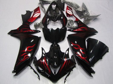 Online 2007-2008 Yamaha YZF R1 Motorcycle Fairing - Glossy Black Red Flame Canada