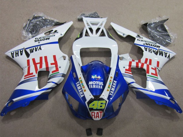 2009-2011 Yamaha YZF R1 Motorcycle Fairings - White Blue Red Fiat Motul Dunlop 46 Canada