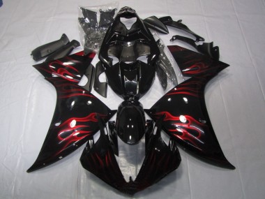 Online 2009-2011 Yamaha YZF R1 Motorcycle Fairing - Glossy Black Red Flame Canada