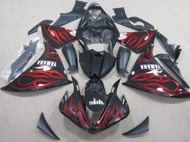 Online 2009-2011 Yamaha YZF R1 Motorcycle Fairings - Glossy Black Red Flame Canada