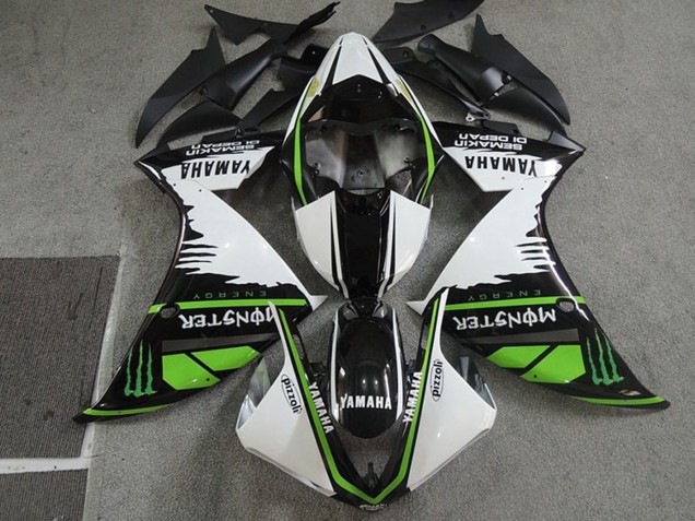 2009-2011 Yamaha YZF R1 Motorcycle Fairings - White Black Green Monster Semakin Didepan Canada
