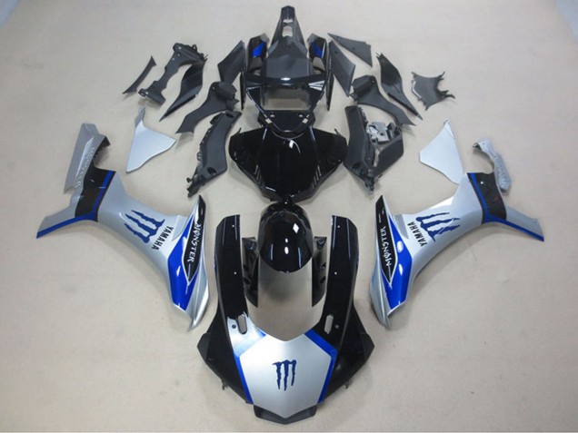 2015-2019 Yamaha YZF R1 Motorcycle Fairings - Silver Blue Glossy Black Monster Canada