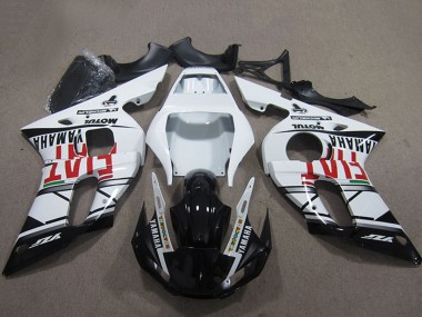 Online 1998-2002 Yamaha YZF R6 Motorcycle Fairings - White Glossy Black Fiat Motul Michelin Canada