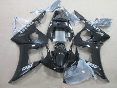 Online 2003-2004 Yamaha YZF R6 Motorcycle Fairings - Glossy Black Silver Decals Canada