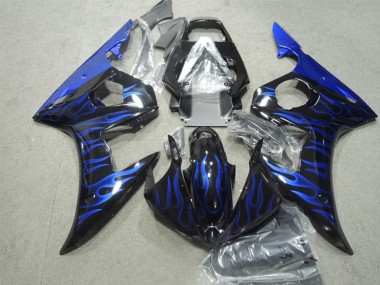 Online 2003-2004 Yamaha YZF R6 Motorcycle Fairings - Glossy Black Blue Flame Canada