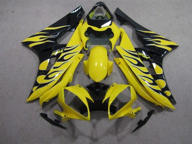 Online 2006-2007 Yamaha YZF R6 Motorcycle Fairings - Yellow Black Flame Canada