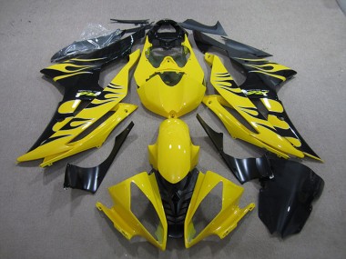 Online 2008-2016 Yamaha YZF R6 Motorcycle Fairings - Yellow Glossy Black Flame Canada