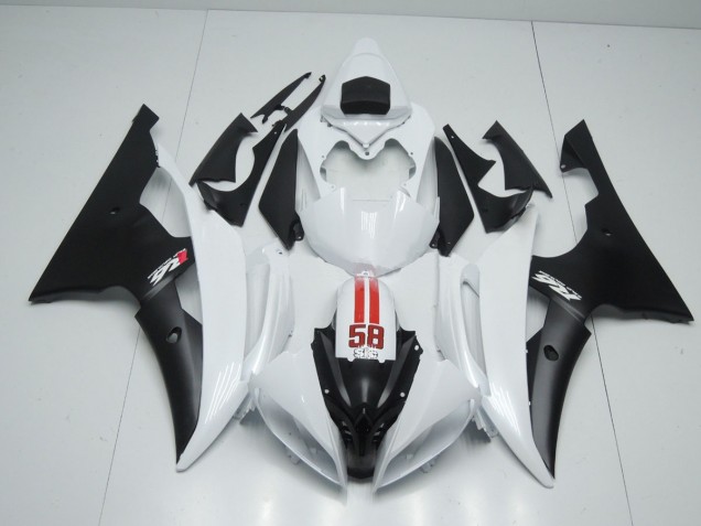 58 Sic White and Black 2008-2016 Yamaha R6 Motorcycle Fairing 58 Sic White and Black 2008-2016 Yamaha R6 Motorcycle Fairing