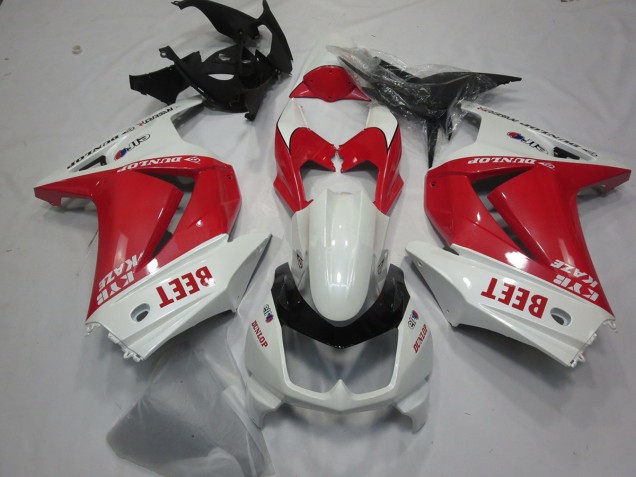 Beet Red and White 2008-2012 Kawasaki Ninja 250 Motorcycle Fairing Beet Red and White 2008-2012 Kawasaki Ninja 250 Motorcycle Fairing