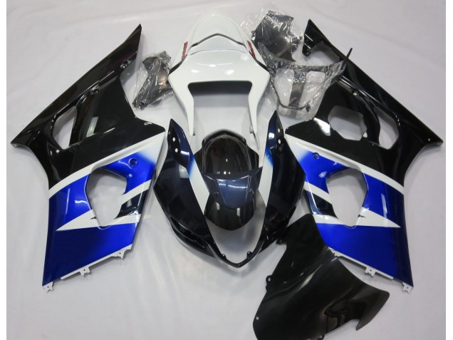 Black Blue and White 2003-2004 Suzuki GSXR 1000 Motorcycle Fairing Black Blue and White 2003-2004 Suzuki GSXR 1000 Motorcycle Fairing