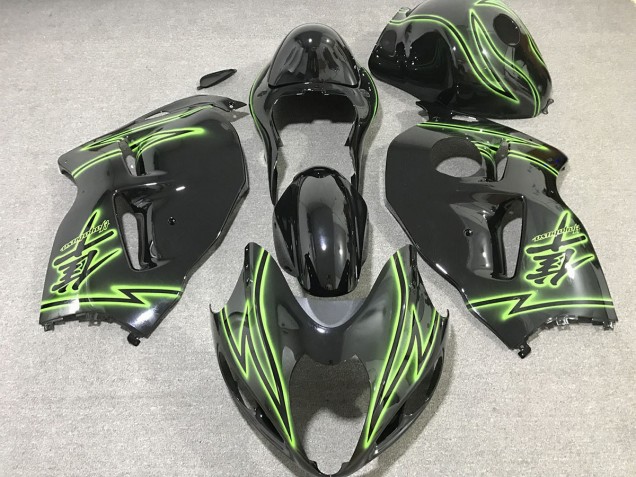 Black & Green Lightning 1997-2007 Suzuki GSXR 1300 Hayabusa Motorcycle Fairing Black & Green Lightning 1997-2007 Suzuki GSXR 1300 Hayabusa Motorcycle Fairing