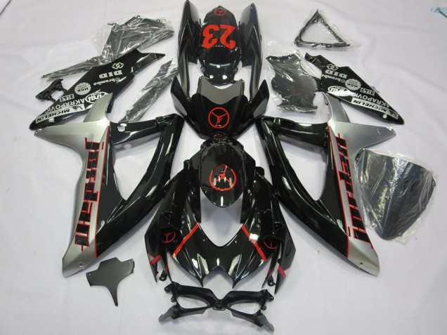 Black Grey Jordan 2008-2010 Suzuki GSXR 600-750 Motorcycle Fairing Black Grey Jordan 2008-2010 Suzuki GSXR 600-750 Motorcycle Fairing
