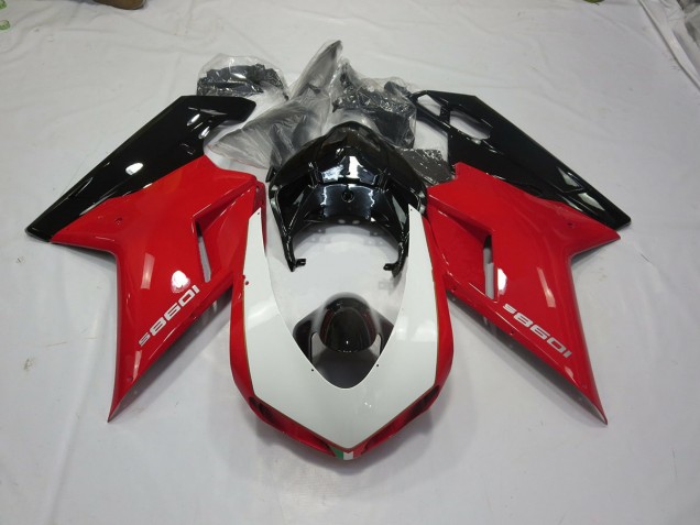 Black Red and White 2007-2014 Ducati Ducati 848 1098 1198 Motorcycle Fairing Black Red and White 2007-2014 Ducati Ducati 848 1098 1198 Motorcycle Fairing
