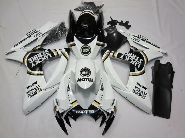 Black White Lucky Strike 2006-2007 Suzuki GSXR 600-750 Motorcycle Fairing Black White Lucky Strike 2006-2007 Suzuki GSXR 600-750 Motorcycle Fairing