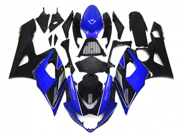 Black and Blue Gloss with silver 2005-2006 Suzuki GSXR 1000 Motorcycle Fairing Black and Blue Gloss with silver 2005-2006 Suzuki GSXR 1000 Motorcycle Fairing