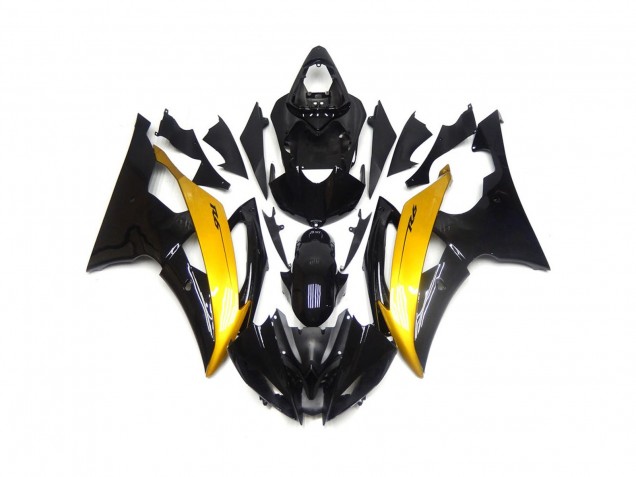 Black and Gold Gloss 2008-2016 Yamaha R6 Motorcycle Fairing