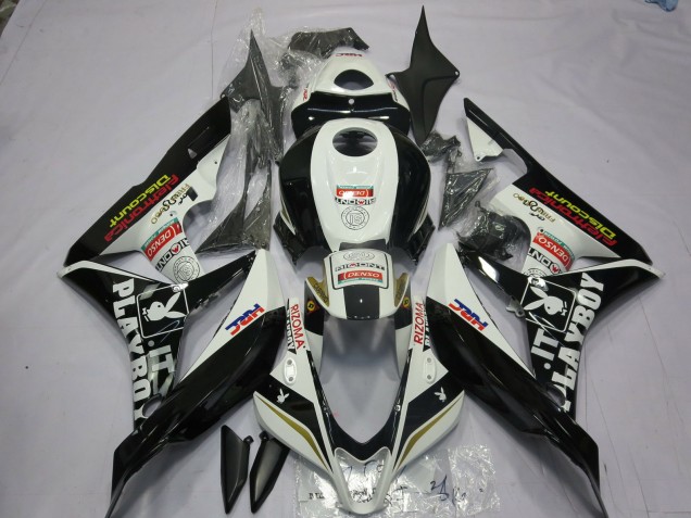 Black and White Playboy 2007-2008 Honda CBR600RR Motorcycle Fairing Black and White Playboy 2007-2008 Honda CBR600RR Motorcycle Fairing