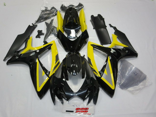Black and Yellow Oh Ah 2006-2007 Suzuki GSXR 600-750 Motorcycle Fairing Black and Yellow Oh Ah 2006-2007 Suzuki GSXR 600-750 Motorcycle Fairing